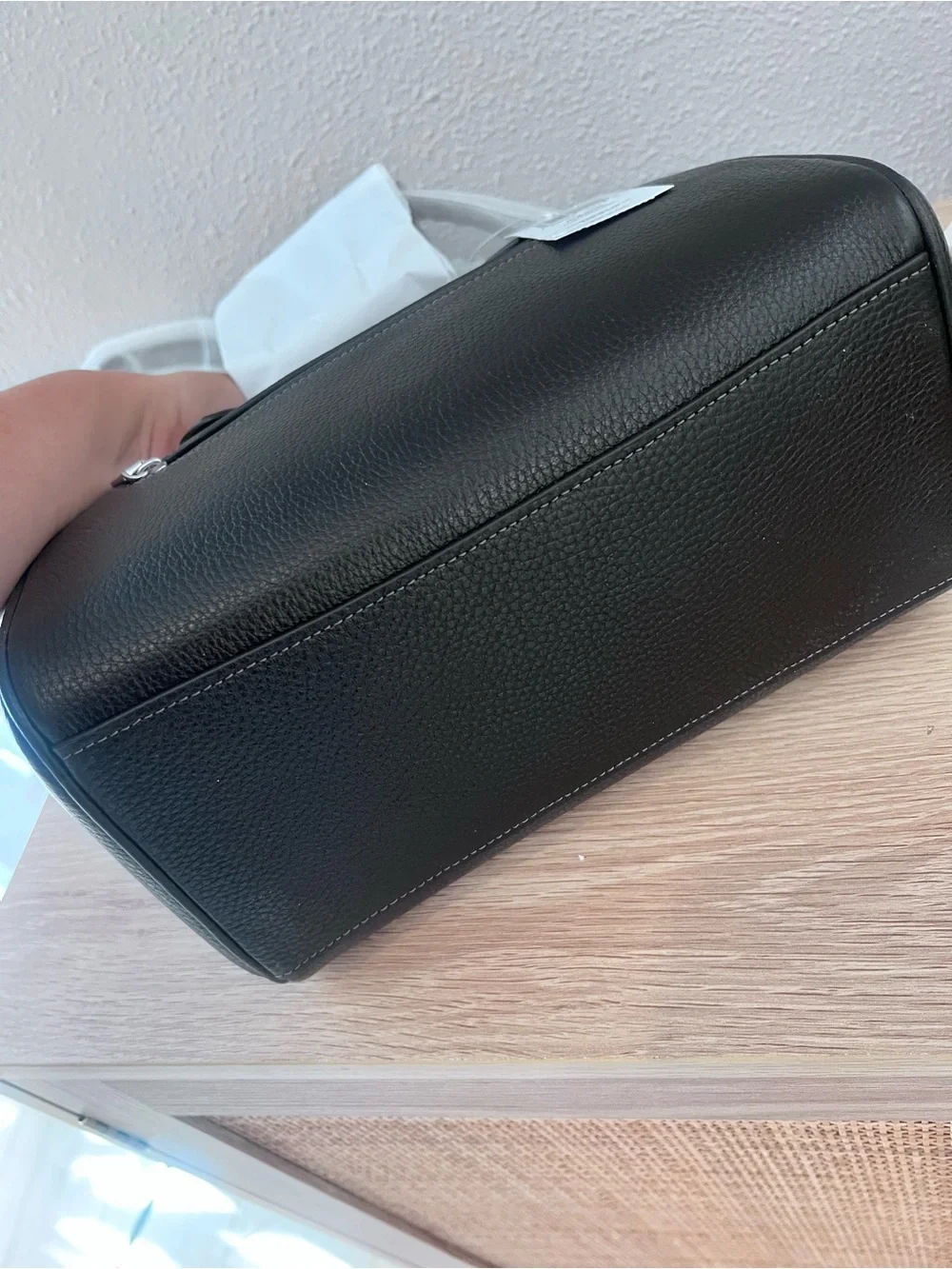 Medium Coach Rowan in Black Pebbled leather with silver hardware